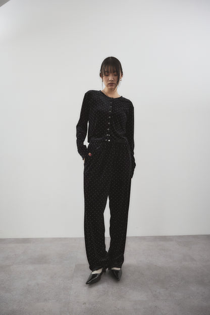 Shiny dot velour cardigan