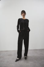 Shiny dot velour pants