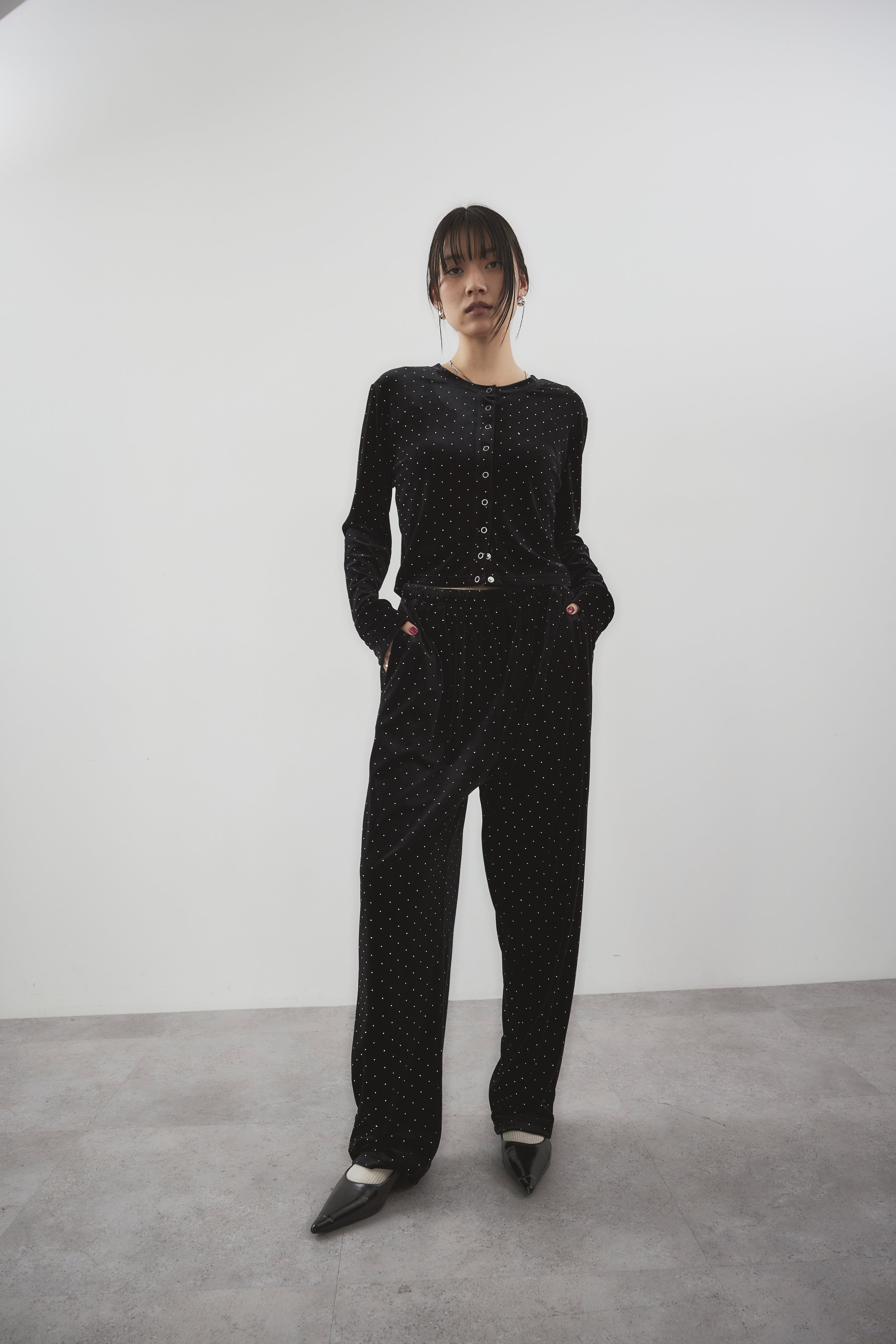 Shiny dot velour pants