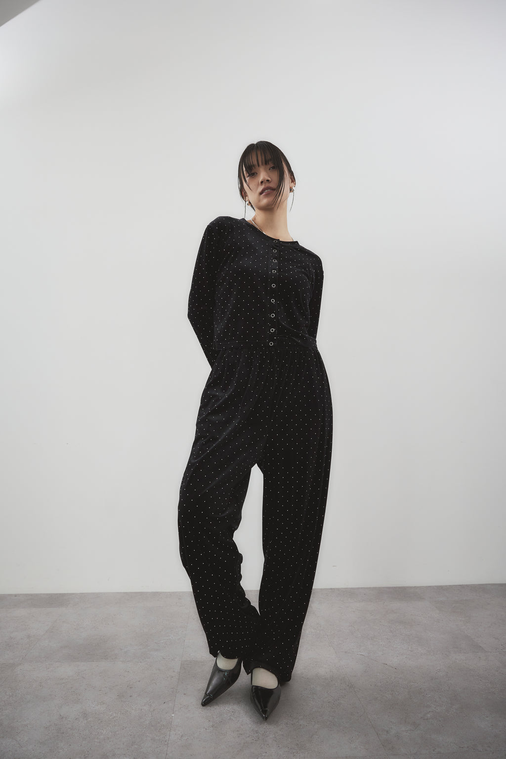 Shiny dot velour pants