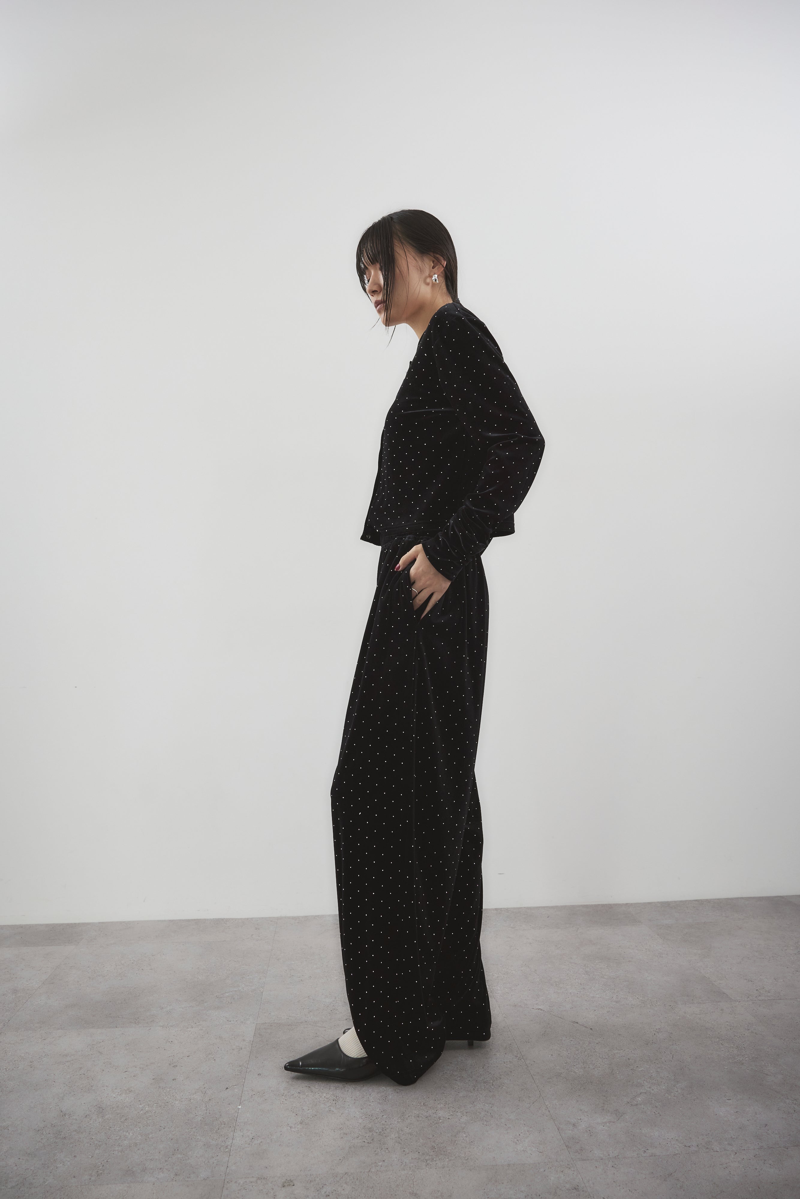 Shiny dot velour pants