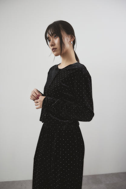 Shiny dot velour cardigan