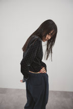 Shiny dot velour cardigan