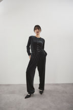 Shiny dot velour cardigan