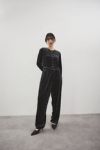 Shiny dot velour pants