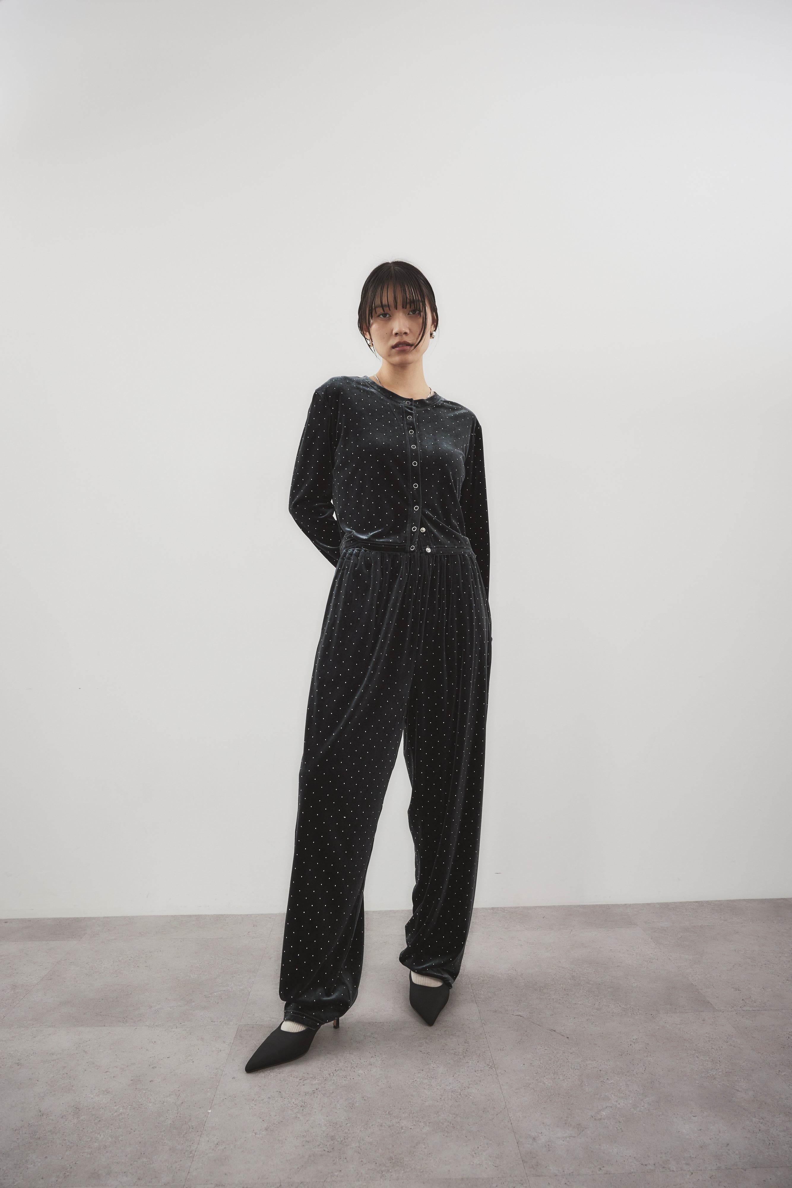 Shiny dot velour pants