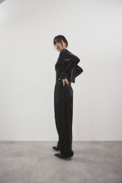 Shiny dot velour cardigan