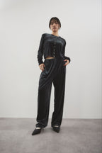 Shiny dot velour pants