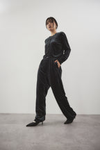 Shiny dot velour pants