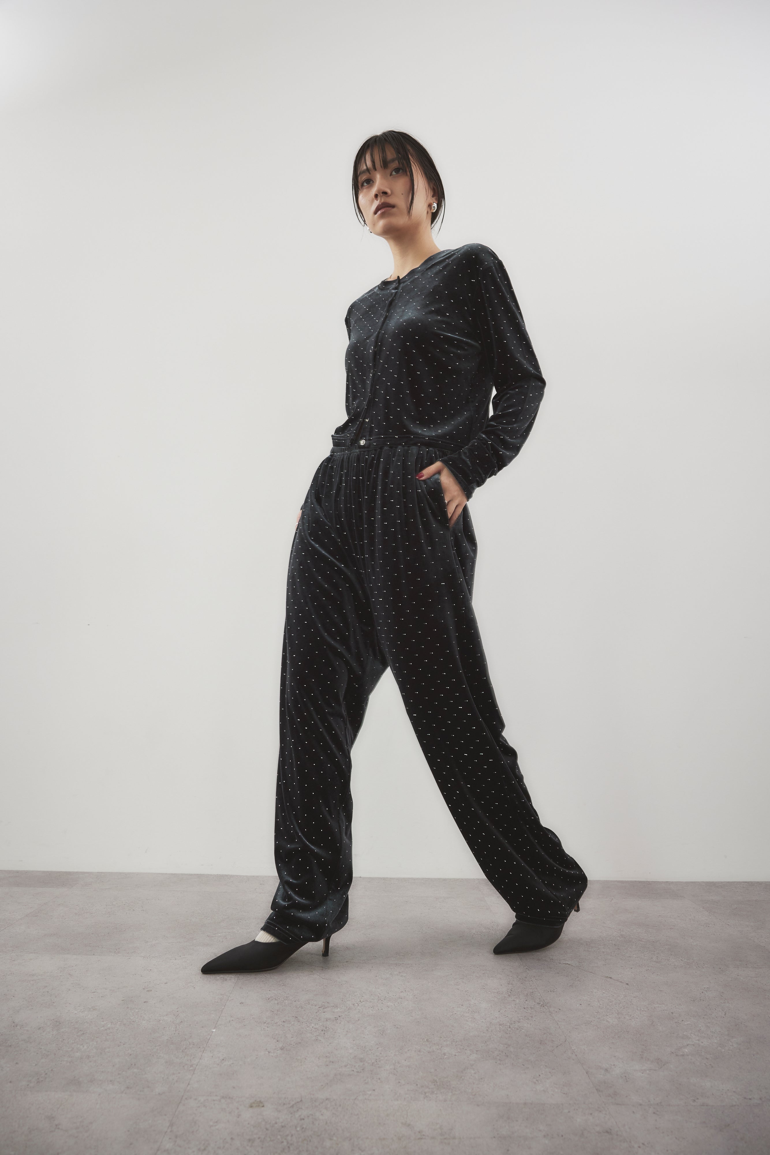 Shiny dot velour pants