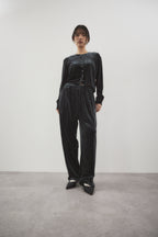 Shiny dot velour pants