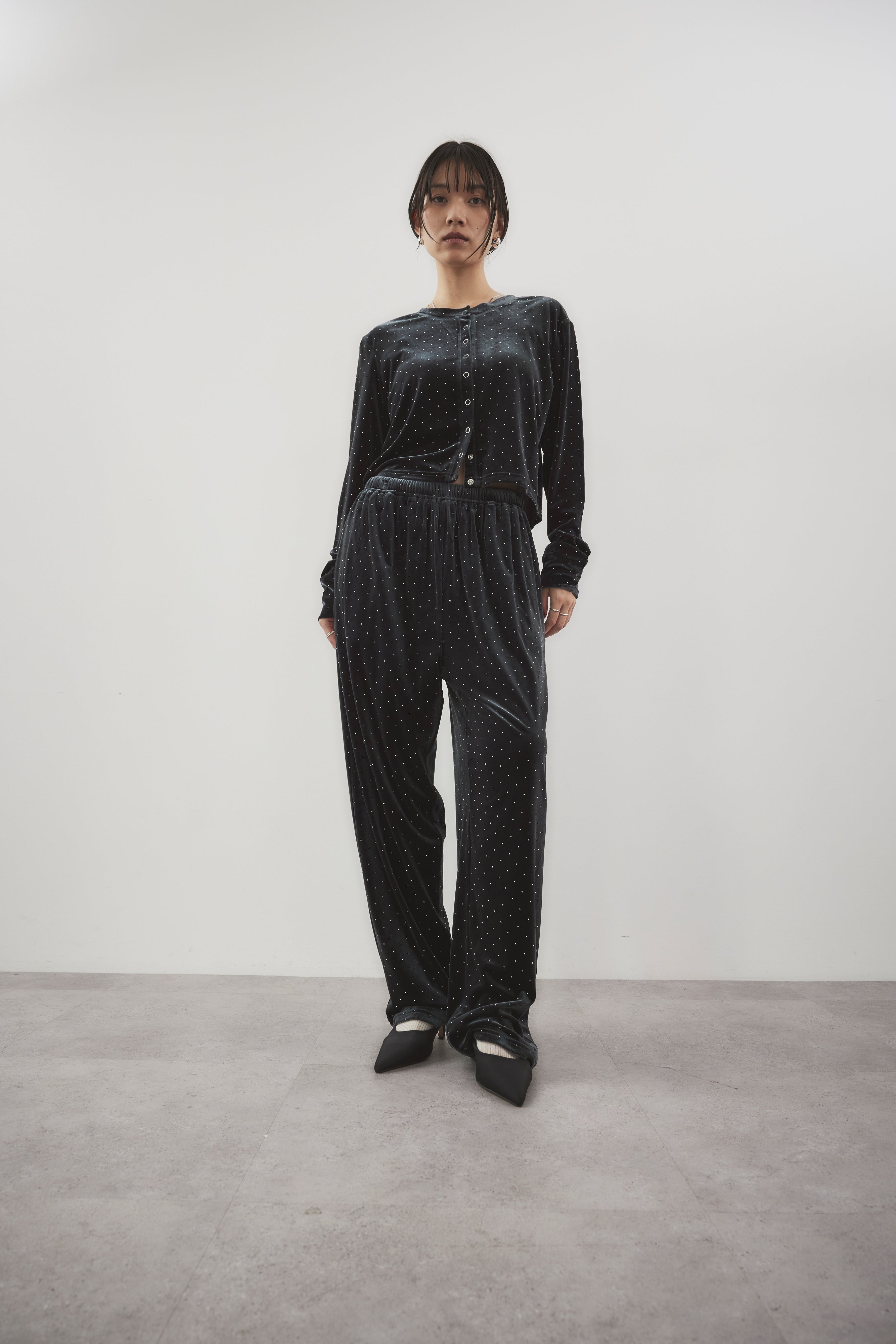 Shiny dot velour pants