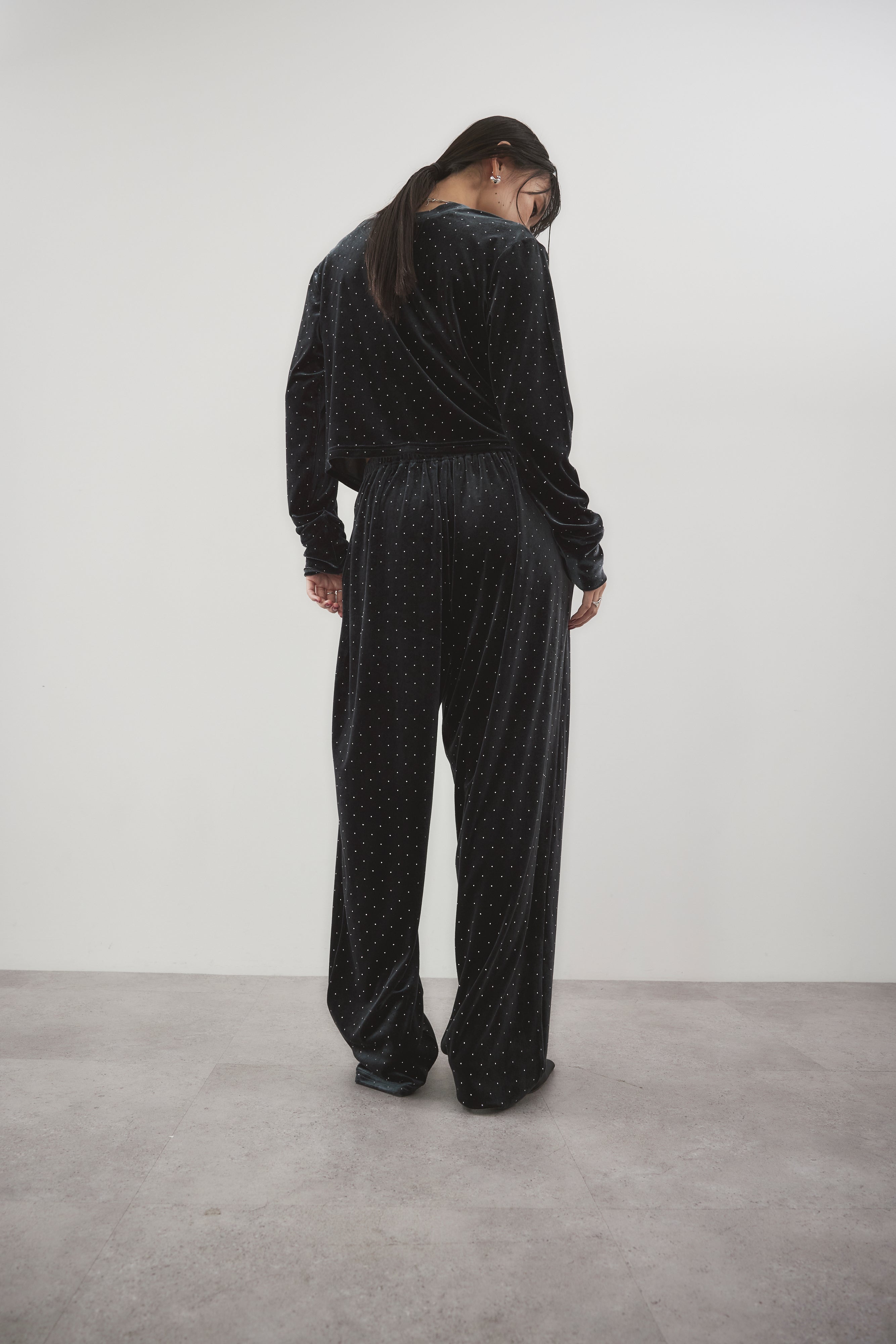 Shiny dot velour pants