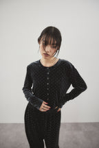 Shiny dot velour pants