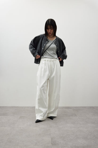 Cotton roll-up curved pants