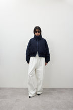 Cotton roll-up curved pants