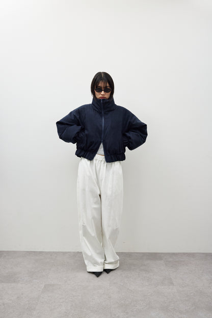 Cotton roll-up curved pants