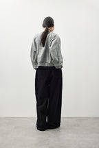 Cotton roll-up curved pants