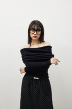 Off-shoulder knit tops