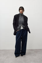 Cotton roll-up curved pants