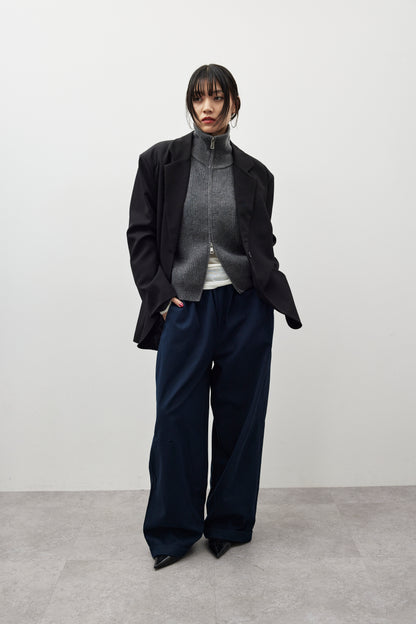 Cotton roll-up curved pants