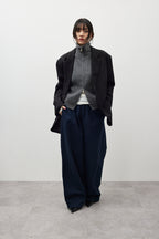 Cotton roll-up curved pants