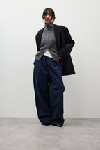 Cotton roll-up curved pants