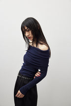 Off-shoulder knit tops