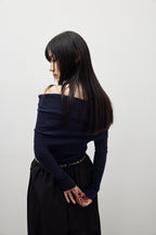 Off-shoulder knit tops