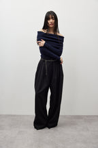 Off-shoulder knit tops