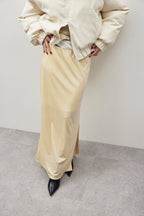Side vent velour long skirt