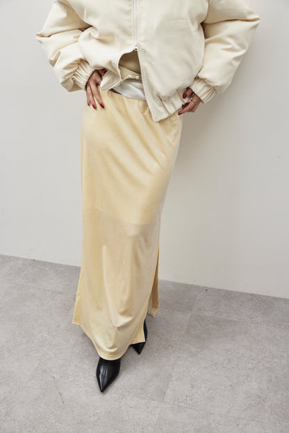 Side vent velour long skirt