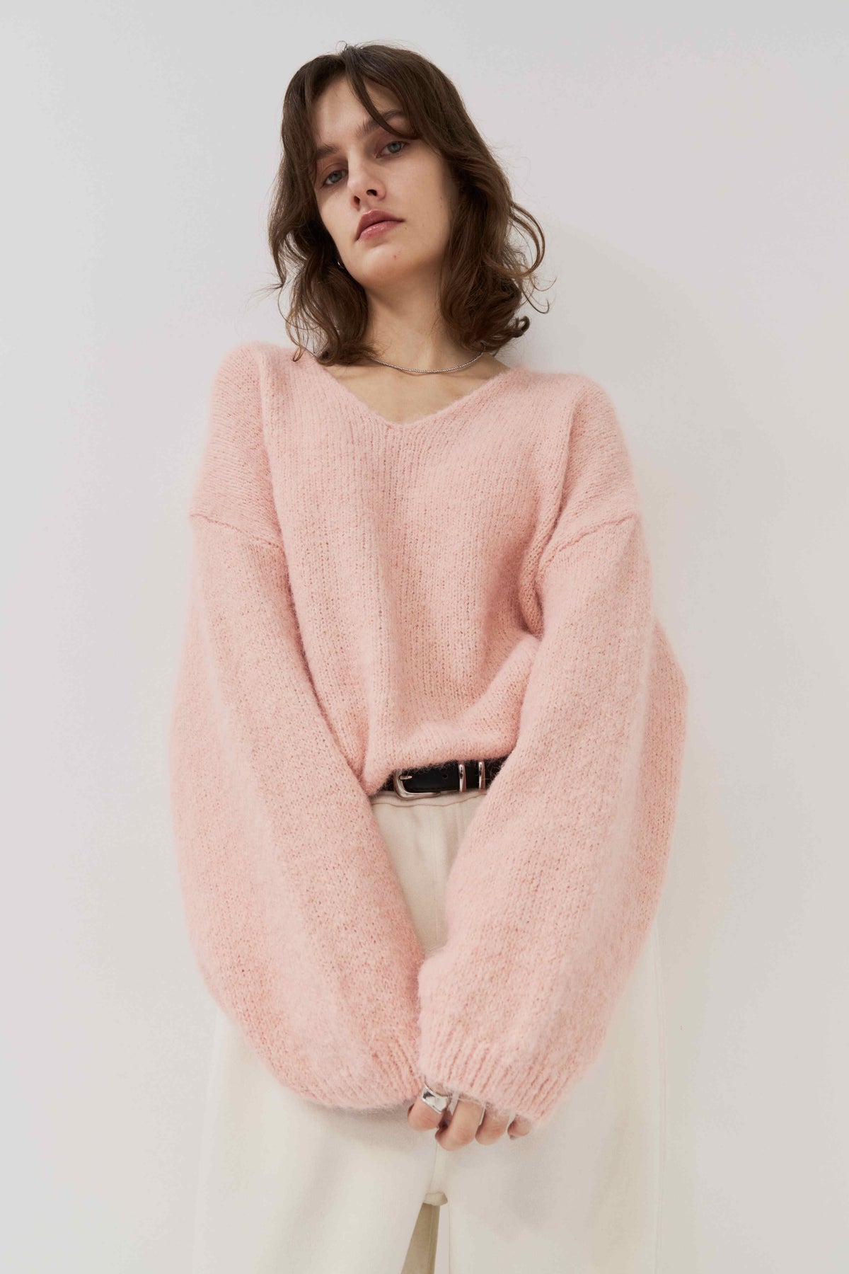 Mohair like v-neck knit