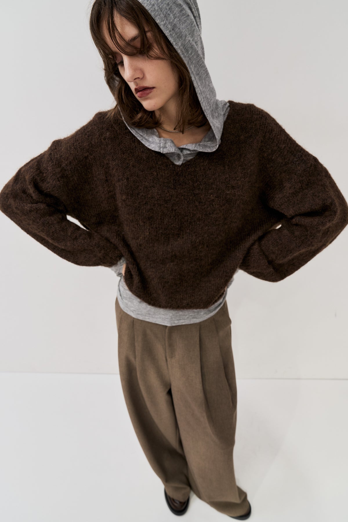 Mohair like v-neck knit