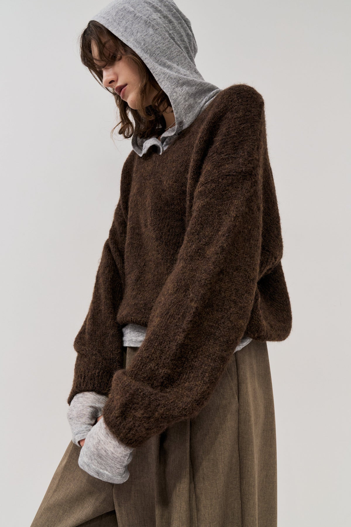 Mohair like v-neck knit