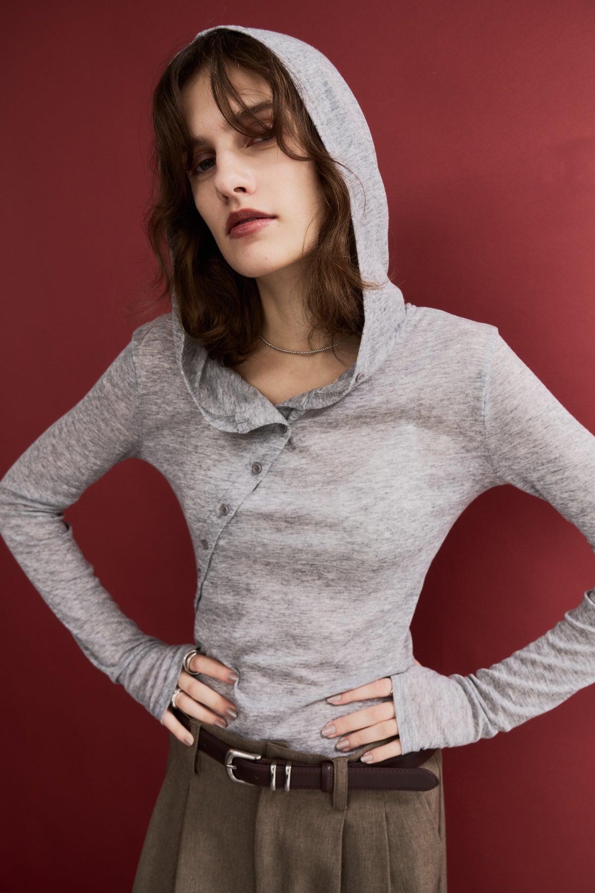 Sheer hoodie long tee
