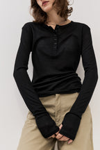 Sheer henley-neck long tee