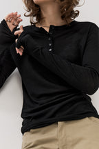 Sheer henley-neck long tee