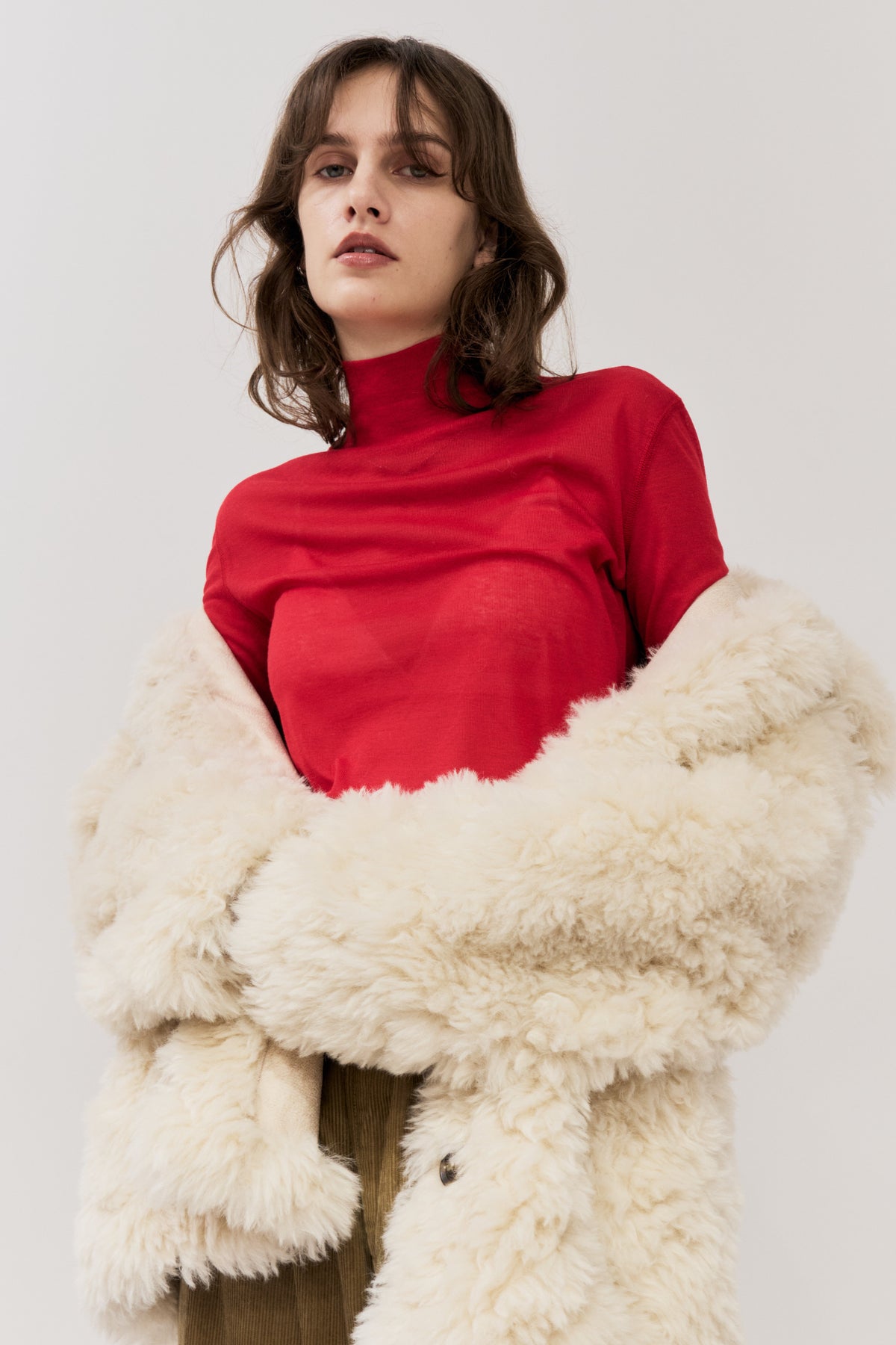 Sheer high neck long sleeve TEE