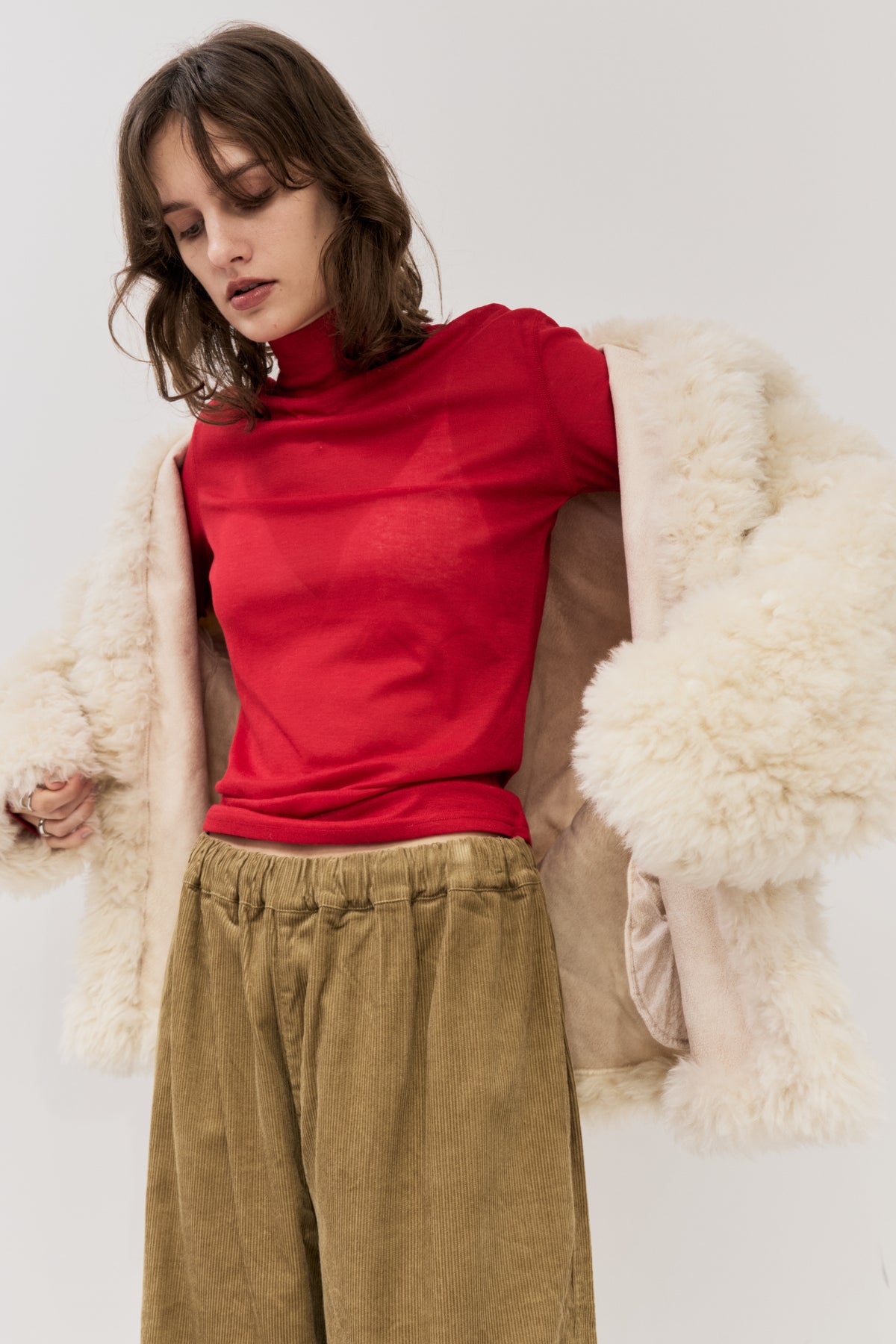 Sheer high neck long sleeve TEE