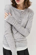 Sheer henley-neck long tee