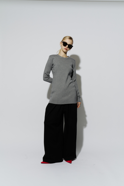 Power shoulder long knit