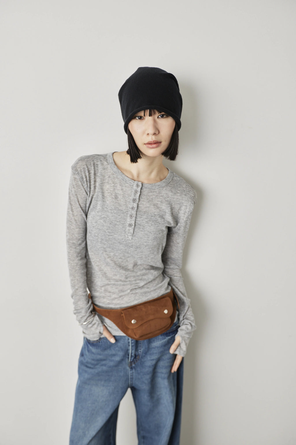 Suede pouch belt