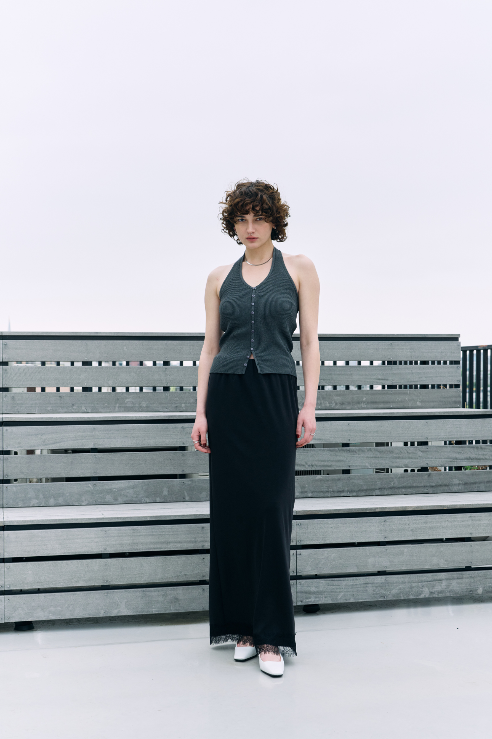 Lace hem long skirt