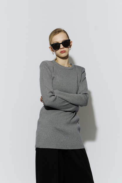 Power shoulder long knit