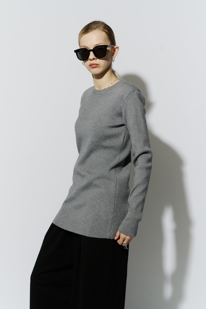 Power shoulder long knit