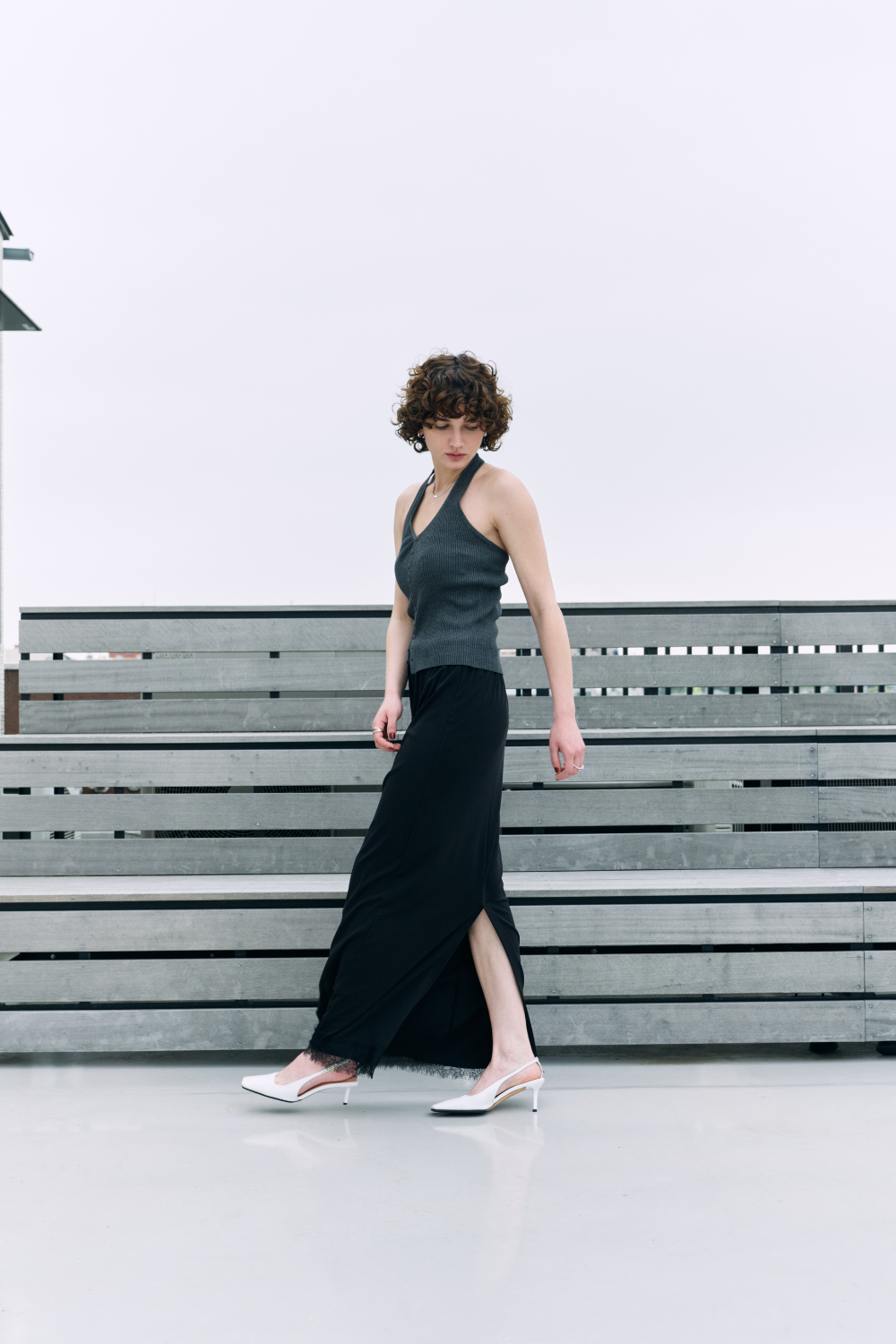 Lace hem long skirt