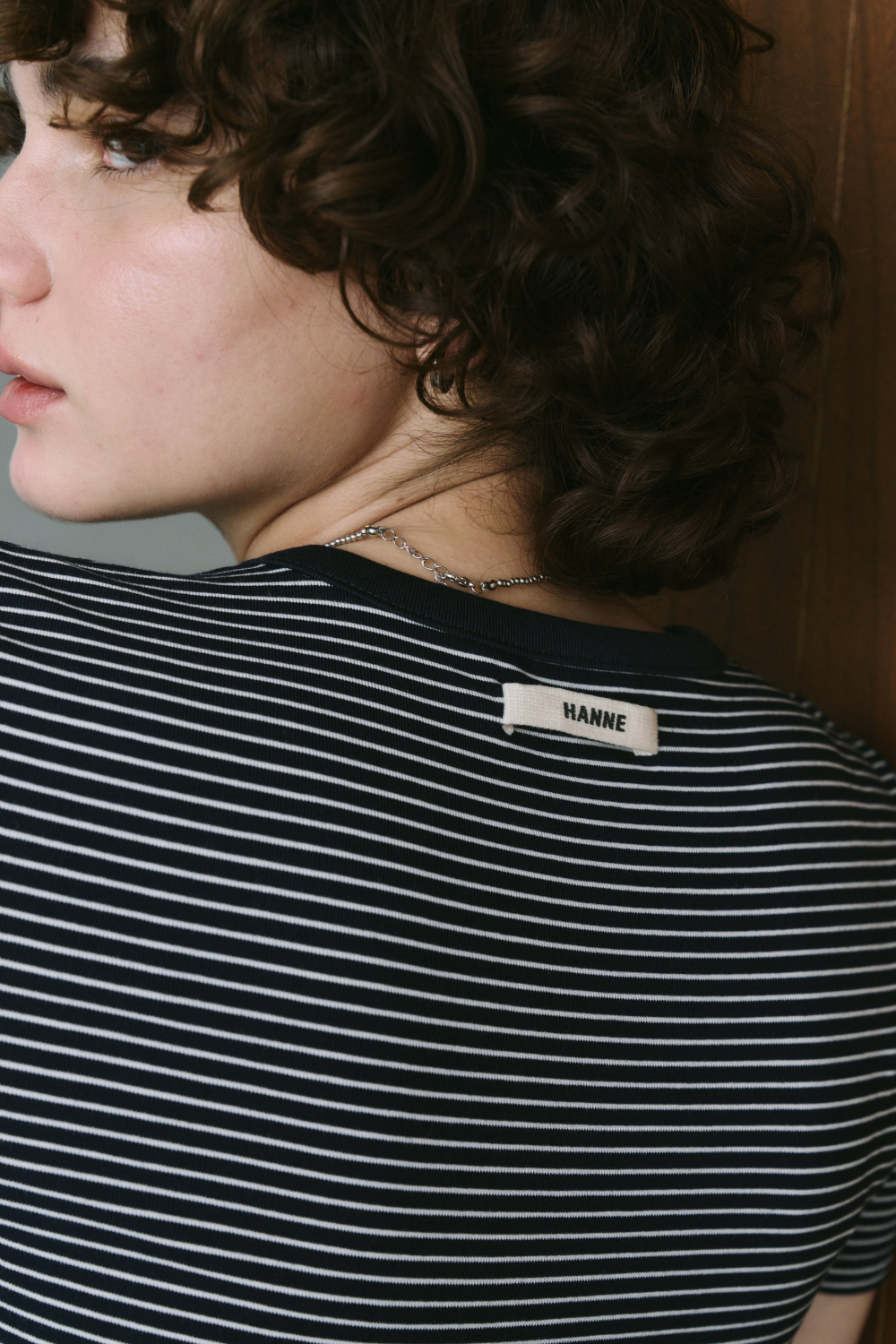 Snap button henry neck border TEE