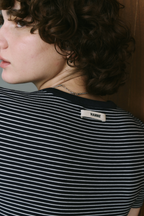 Snap button henry neck border TEE