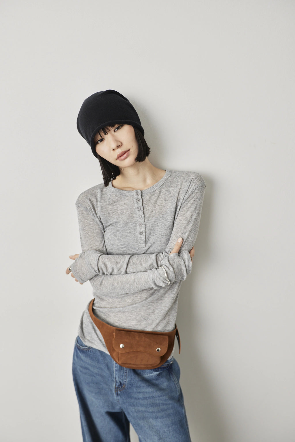 Suede pouch belt
